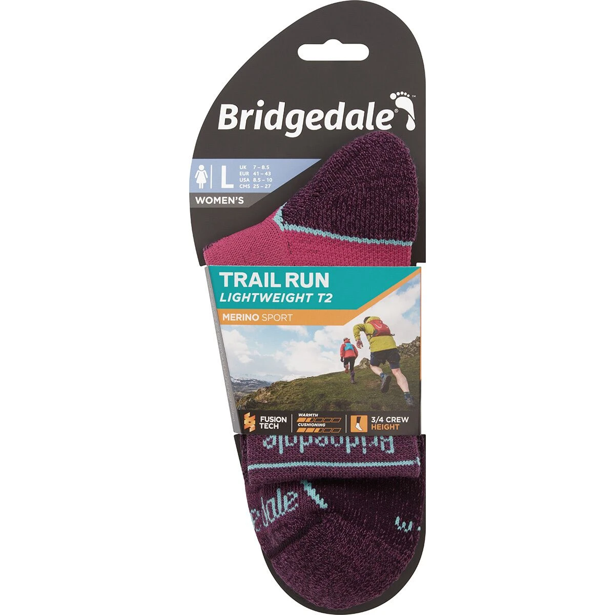 Trail Run LW T2 Merino Performance 3/4 Crew Sock - Women's Bridgedale Trail Run LW T2 Merino Performance 3/4 Crew Sock - Women's -Outdoor Sports Equip Store CHAPUR D3