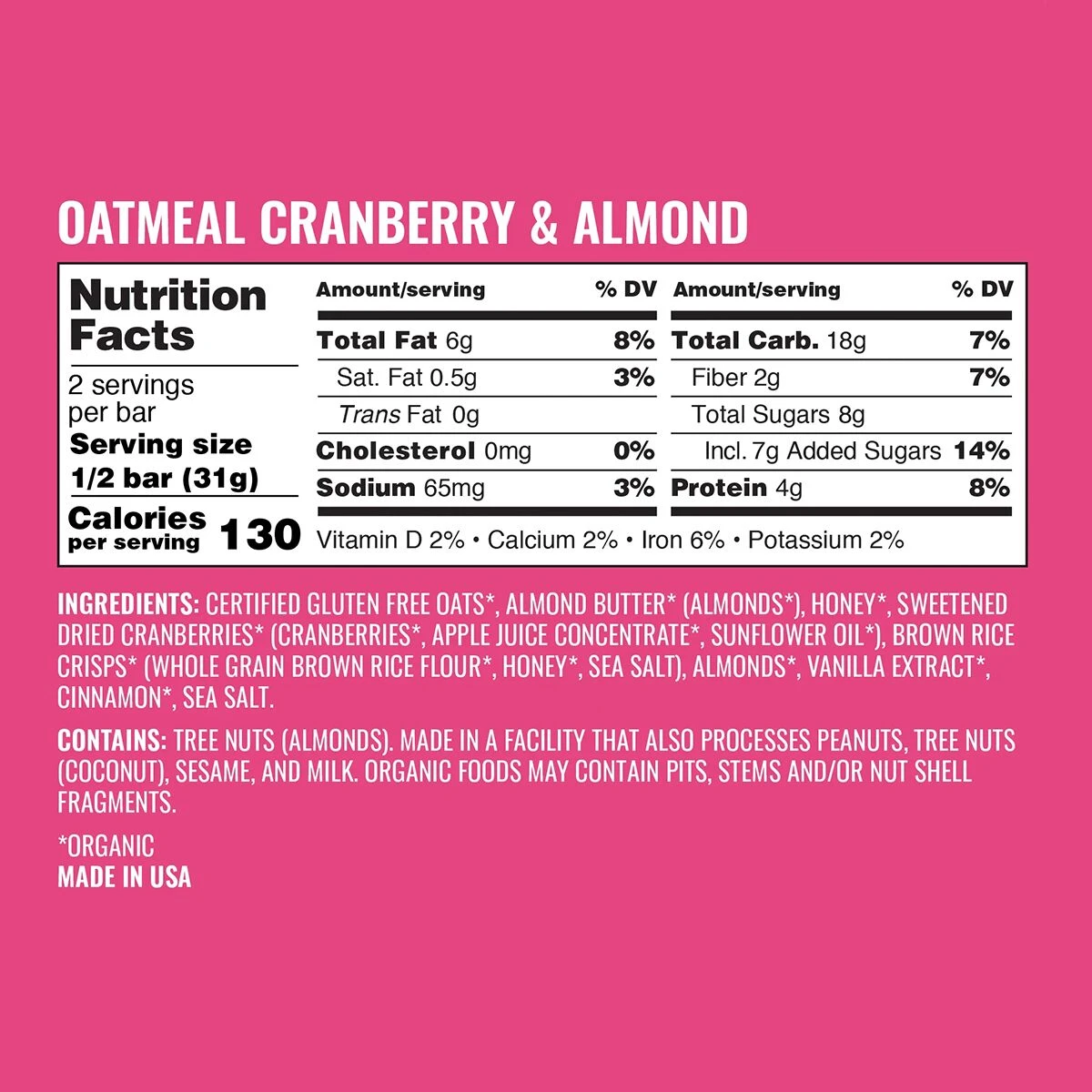 Oatmeal Cranberry & Almond Bars - 12-Pack Oatmeal Cranberry & Almond Bars - 12-Pack -Outdoor Sports Equip Store OATCRAALM D4