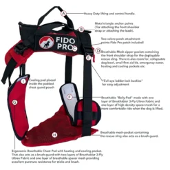 Panza Harness + Deployable Emergency Dog Rescue Sling -Outdoor Sports Equip Store RED D7